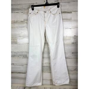7 For All Mankind Womens 30 White Lightweight Bootcut Pants Yellow Stitching